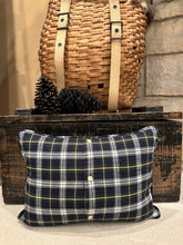 Load image into Gallery viewer, Thrifted plaid pillow with star &amp; pocket
