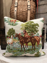 Load image into Gallery viewer, Horse scene fabric pillow

