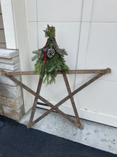 Load image into Gallery viewer, Tobacco Stick Star w Greenery &amp; Bow
