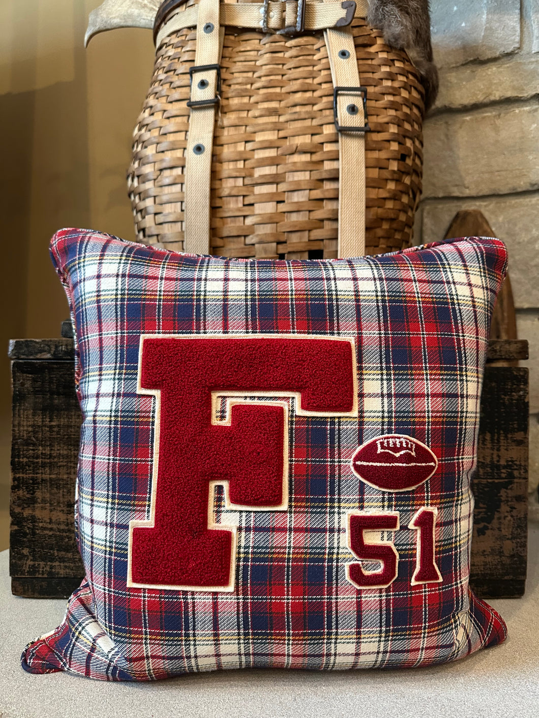 F - Vintage Varsity Letter Pillow