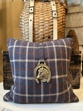 Load image into Gallery viewer, Custom Vintage Brass Horse Head Medallion Pillow
