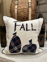 Load image into Gallery viewer, Grainsack pillow with shirt back, (FALL &amp; 2 pumpkins)
