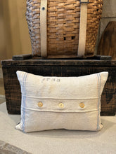Load image into Gallery viewer, Grainsack pillow with shirt back, (numbers stamp)
