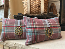 Load image into Gallery viewer, Custom Vintage Brass Deer Medallion Pillow
