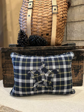 Load image into Gallery viewer, Thrifted plaid pillow with star
