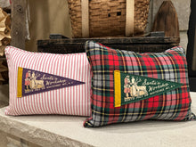 Load image into Gallery viewer, Santa Claus North Pole Green Vintage Pennant Pillow
