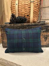 Load image into Gallery viewer, Grain sack, shirt back pillow with blue/green tree (1)
