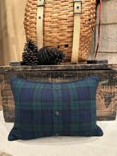 Load image into Gallery viewer, Grain sack, shirt back pillow with blue/green tree (2)
