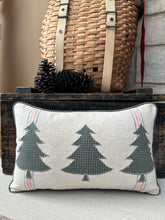 Load image into Gallery viewer, Grain sack, shirt back with pocket pillow with blue/green tree (1)
