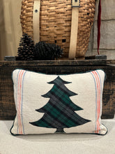 Load image into Gallery viewer, Grain sack, shirt back with pocket pillow with black/green tree (2)
