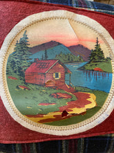 Load image into Gallery viewer, &quot;Antigo&quot; Pennant Pillow - thrifted shirt, new down insert, vintage pennant, custom piping, 15x30
