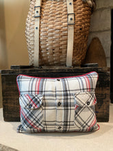 Load image into Gallery viewer, Chicago Buckingham Memorial Fountain - Pennant Pillow - thrifted shirt, new poly insert, vintage pennant, custom piping, 12x16
