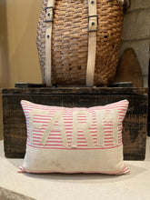 Load image into Gallery viewer, FARM Pillow - Red Ticking/Grainsack Zipper Bottom 12x16
