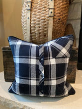 Load image into Gallery viewer, "K" pillow (Red/Black) - thrifted shirt, new down insert, vintage letter, custom piping, 18x18
