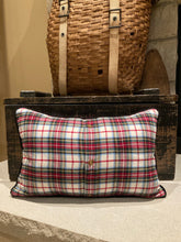 Load image into Gallery viewer, UW Pennant Pillow (white Ties) - thrifted shirt, new poly insert, vintage pennant, custom piping, 12x18
