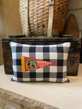 Load image into Gallery viewer, "Milwaukee Zoo" Pennant Pillow - thrifted shirt, new poly insert, vintage pennant, 12x16
