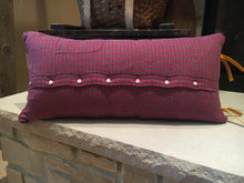 Load image into Gallery viewer, "Madison" Pennant Pillow - thrifted shirt, new poly insert, custom piping, vintage pennant
