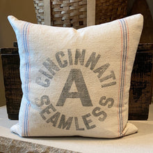 Load image into Gallery viewer, &quot;Cincinnati Seamless&quot; Grainsack Pillow - new down insert, zipper, 18x18
