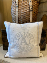 Load image into Gallery viewer, Fulton Grain sack, fabric back with custom piping and zipper closure, 18x18 down insert
