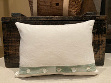 Load image into Gallery viewer, "Vintage Embroidered Girl Dish Towel" Pillow - thrifted dish towel, new poly insert, custom button closure, 12x16
