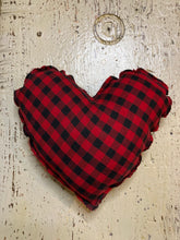Load image into Gallery viewer, Red &amp; Black Buffalo check heart

