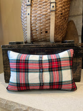 Load image into Gallery viewer, UW Pennant Pillow (red Ties) - thrifted shirt, new down insert, vintage pennant, custom piping, 12x18
