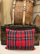 Load image into Gallery viewer, Grain Sack Pillow Red Plaid Christmas tree
