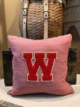 Load image into Gallery viewer, "W" Letter Pillow (red w Plaid piping)
