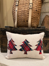 Load image into Gallery viewer, Grain Sack Pillow Red Plaid Christmas tree
