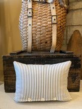 Load image into Gallery viewer, Stearns Salt Works sack, new ticking fabric with button back closure, 12x16 polyfil insert
