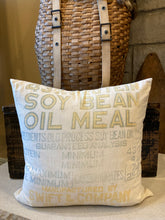 Load image into Gallery viewer, Swifts Soy Bean Oil Meal sack pillow, sewn closed 18x18 down insert
