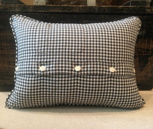 Load image into Gallery viewer, "Iowa" Pennant Pillow - thrifted shirt, new poly insert, custom piping, 12x16

