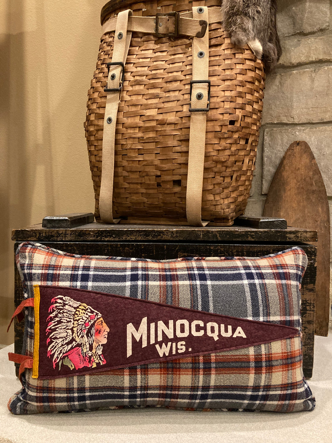 Minocqua Vintage Pennant Pillow