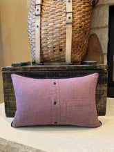 Load image into Gallery viewer, “A&amp;M” Pennant Pillow - thrifted shirt, new down insert, vintage pennant, custom piping, 12x18
