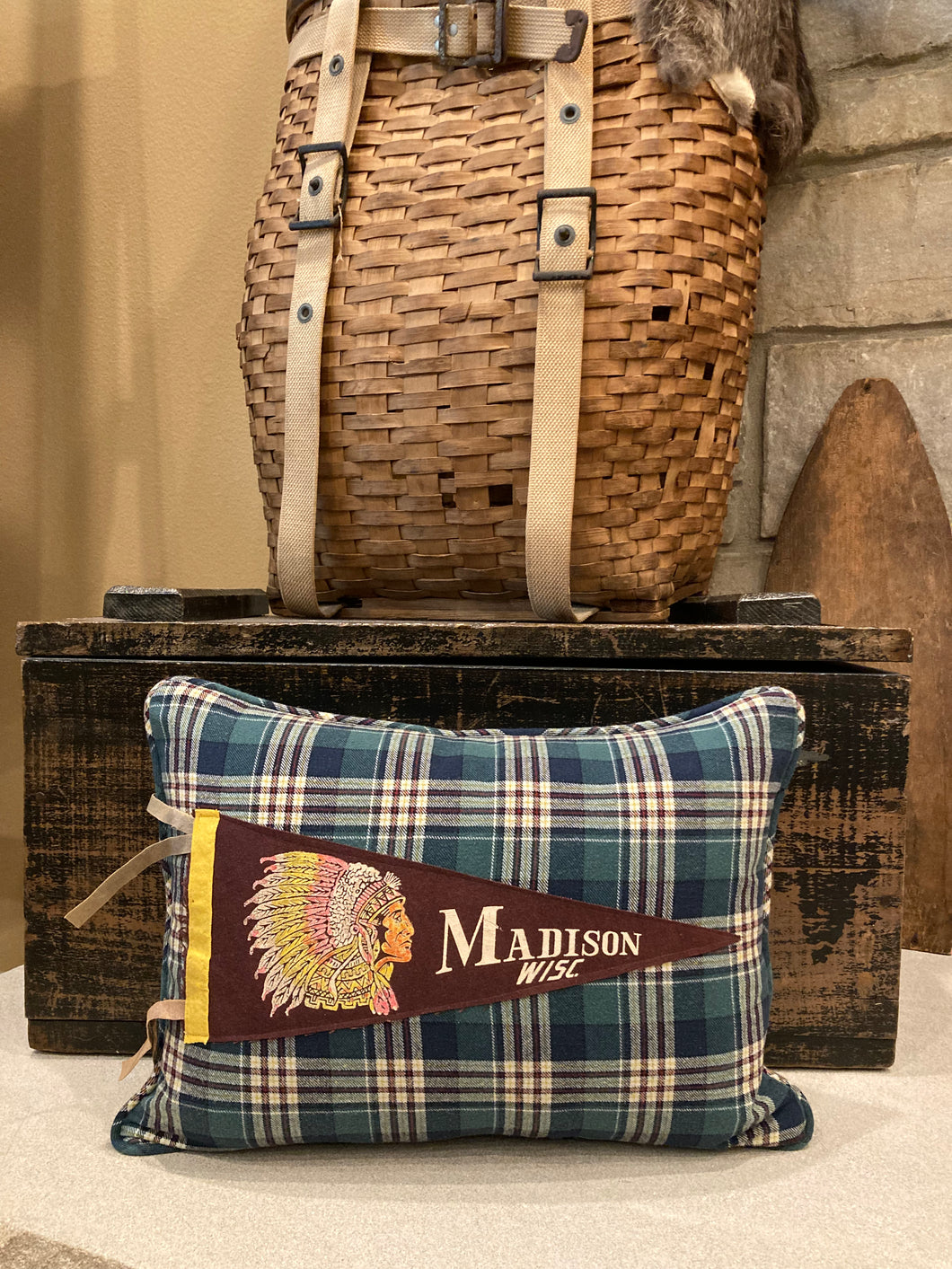 Madison Wisc. Vintage Pennant Pillow
