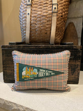 Load image into Gallery viewer, Holy Hill - Pennant Pillow - thrifted shirt, new poly insert, vintage pennant, custom piping, 12x16
