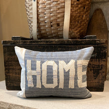 Load image into Gallery viewer, HOME Pillow - Jean/Grainsack - Grainsack Button Back 12x16
