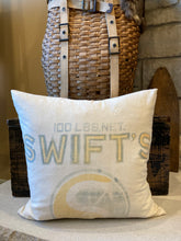 Load image into Gallery viewer, Swifts Soy Bean Oil Meal sack pillow, sewn closed 18x18 down insert
