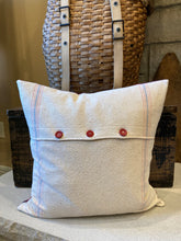 Load image into Gallery viewer, Bemis Seamless Grain sack pillow, new flannel with button back, 18x18 down insert
