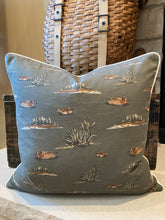 Load image into Gallery viewer, Thrifted hunting shirt (Ducks), new down insert, custom piping, 20x20
